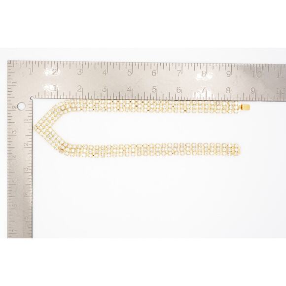 Vintage Crystal Necklace Collar Rhinestone Gold Chunky Sparkling 1980s Bin6B - Picture 12 of 12